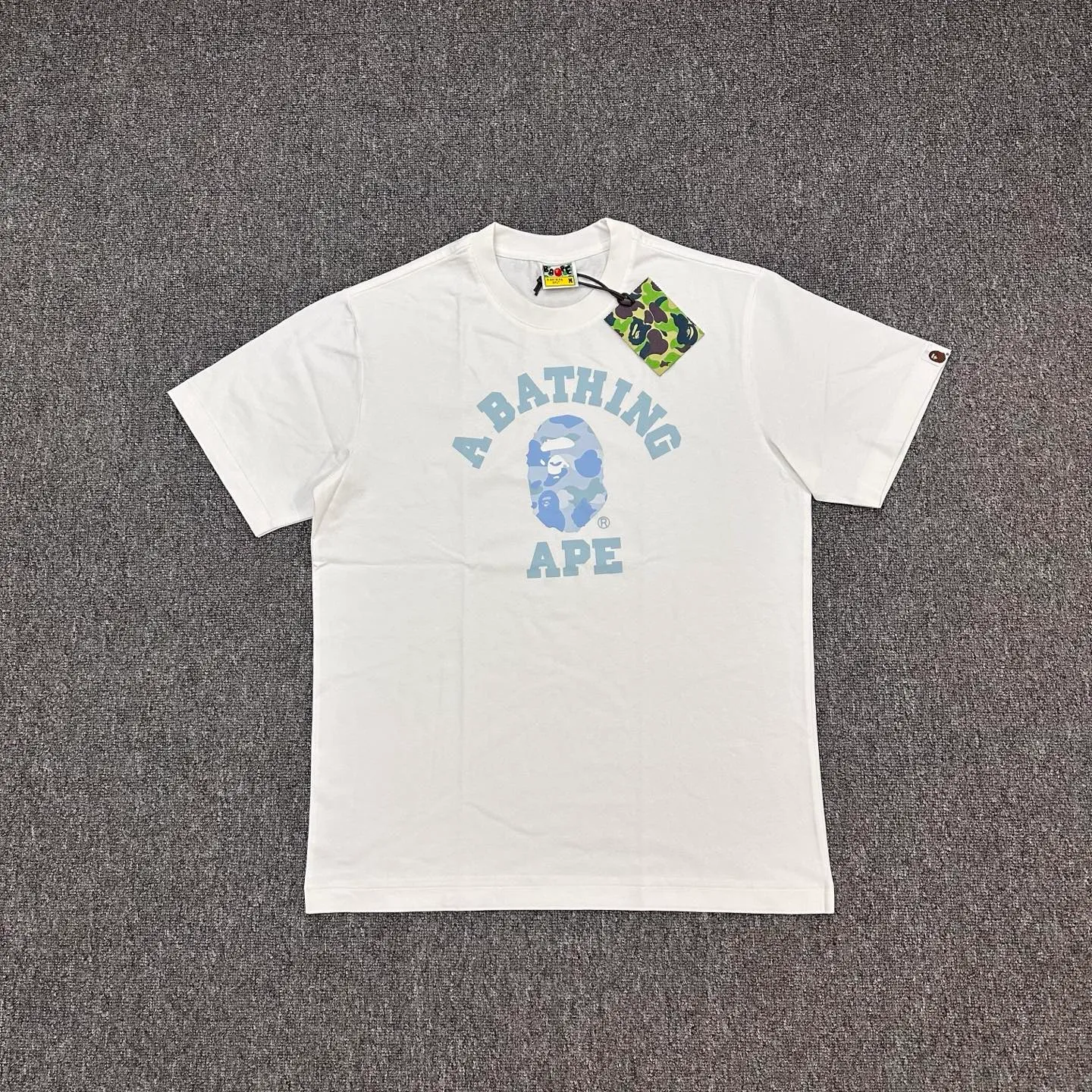 BAPE SS26 Colorful Classic Camouflage Small Head Print T-Shirt Color White