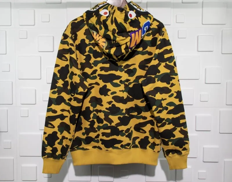 A BATHING APE BAPE SHARK 1ST CAMO HOODIE – YELLOW