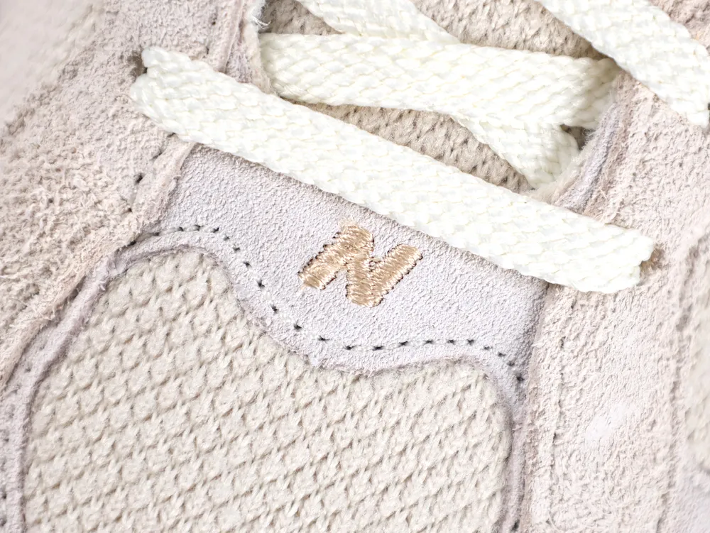 New Balance 9060 Bisque Sea Salt shoelace and mesh detail