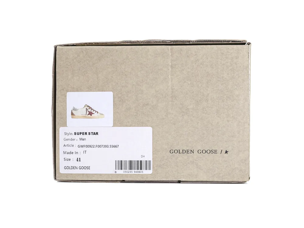 Golden Goose sneaker box with product labels