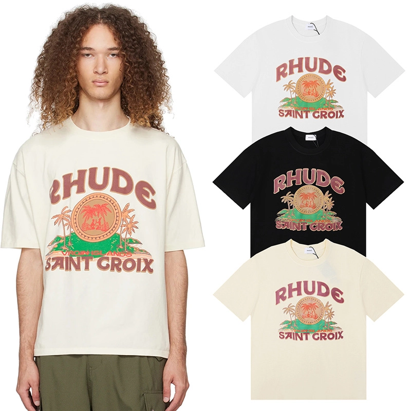 Rhude Saint Croix Coconut Tree Print T-Shirt Reps