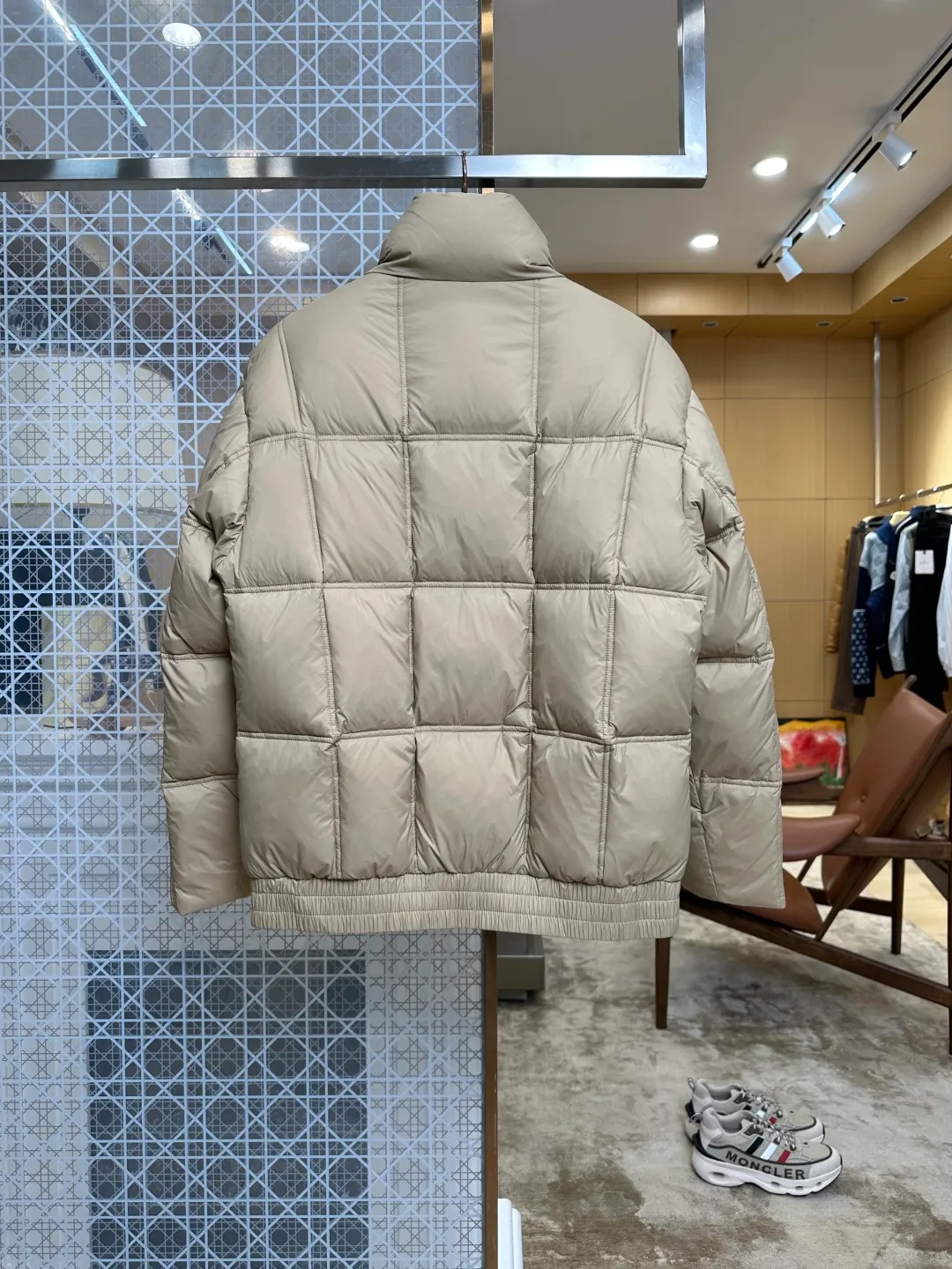 Back View Triangle Logo Quilted Down Jacket