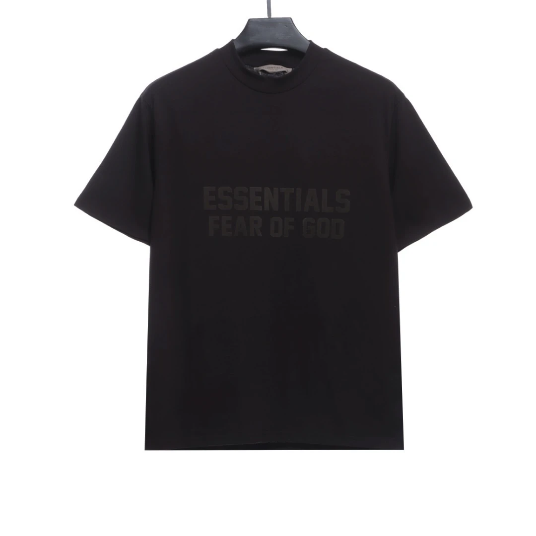 Big Letter Flocking Short Sleeve Coffee Color