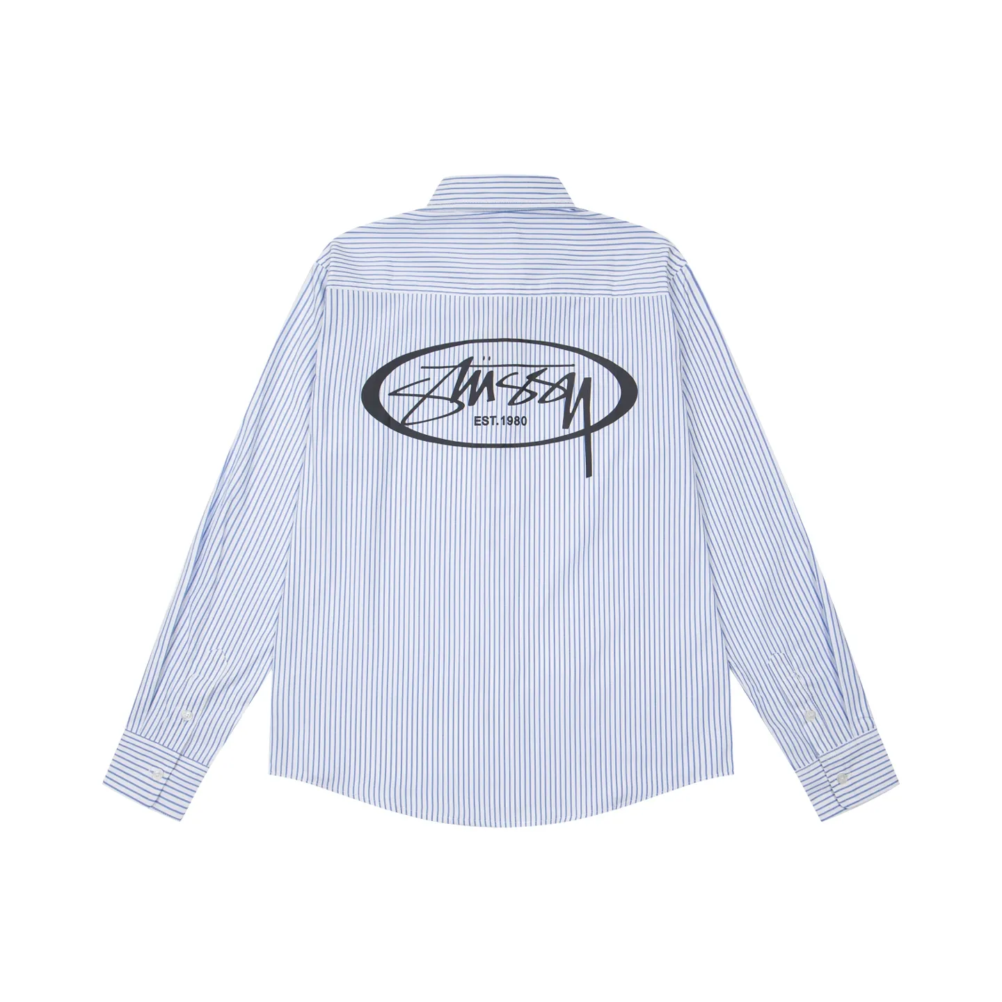 Back Stussy Standard Logo Striped Cotton Long-Sleeve Shirt
