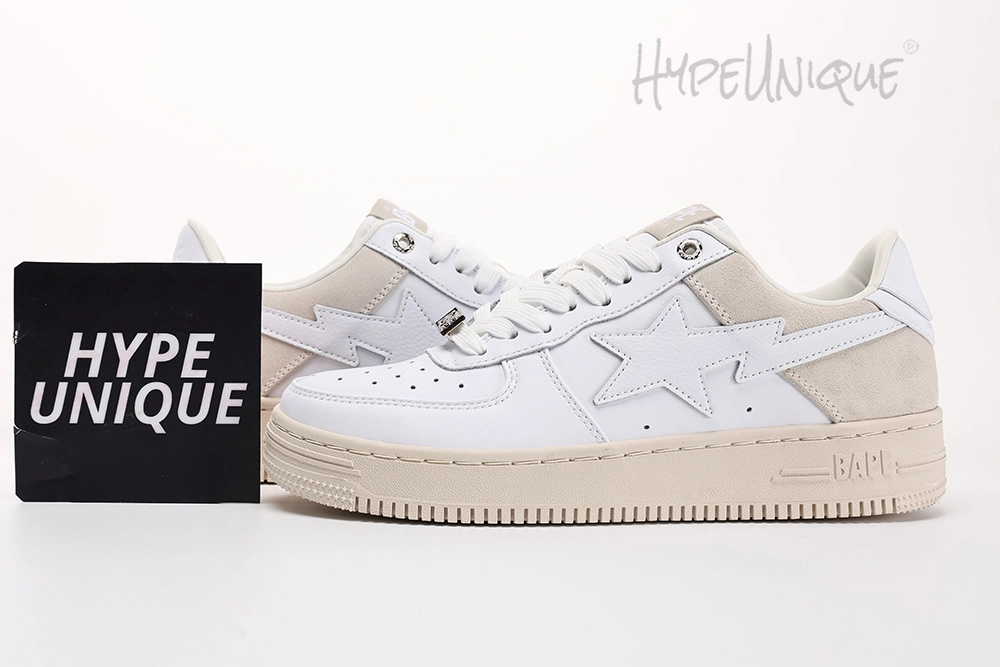 BAPESTA LOW ‘SUEDE HEEL – WHITE’ Reps