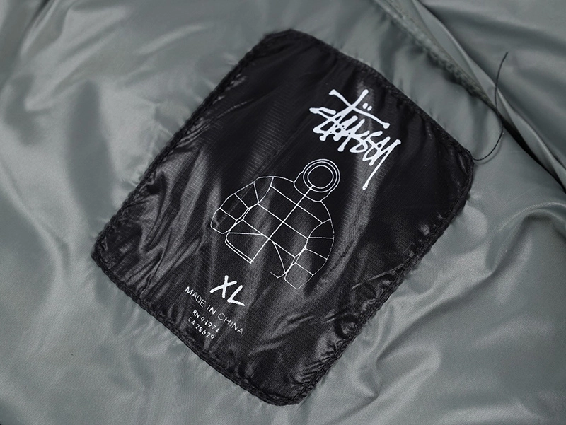 Stussy 23FW Black Gray Letter Hooded Down Jacket