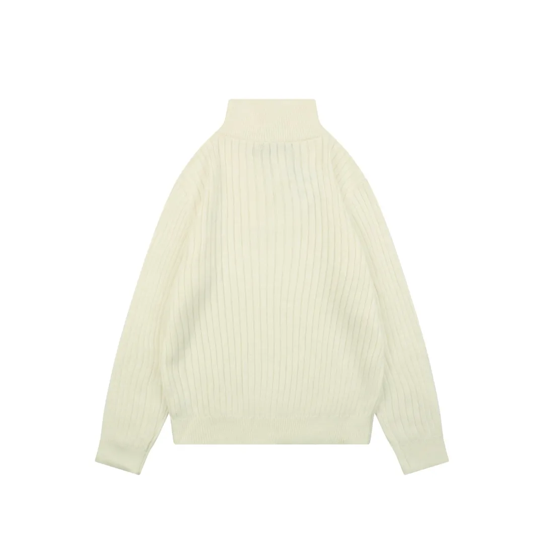 Back View RL Pony Embroidered Half-Zip Ribbed Turtleneck Sweater