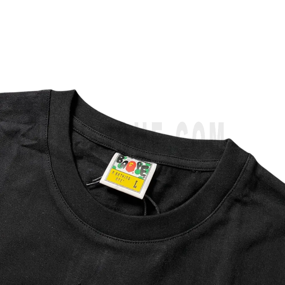 Neckline tag close-up, displaying garment care symbols and brand information with fashion-forward presentation.