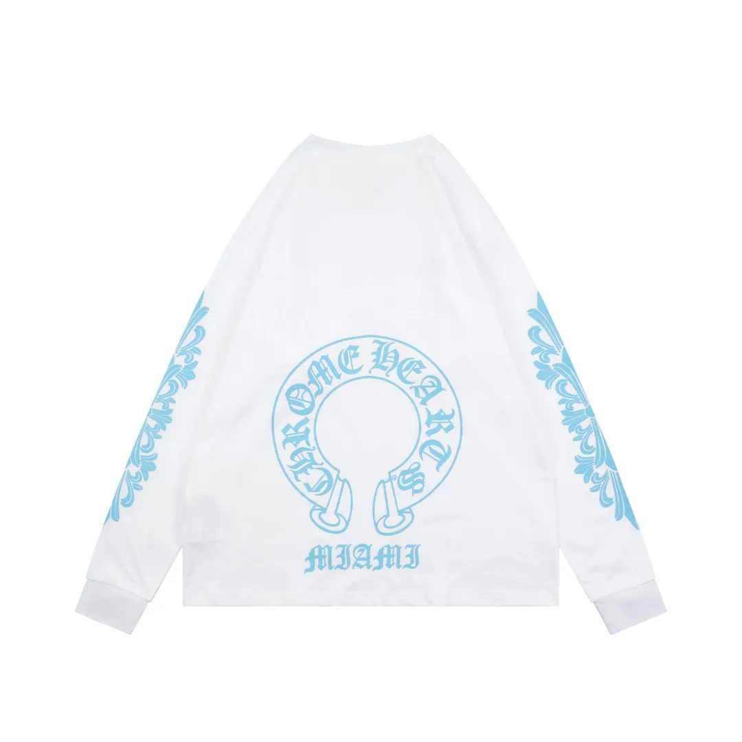 Back CH Black and Blue Sanskrit Scroll Cross-Strap Long-Sleeve Shirt