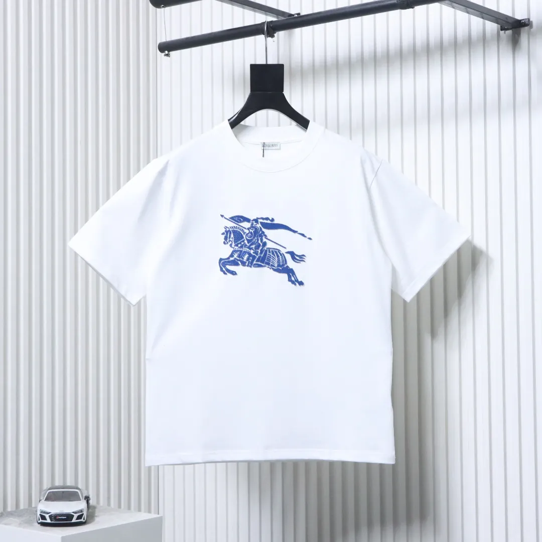 Blue Equestrian Knight Embroidered T-Shirt