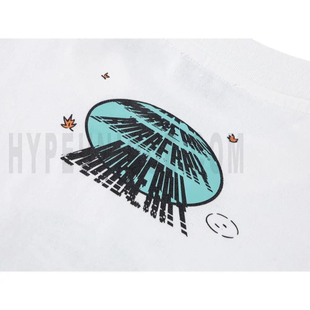 Printed graphic on the back of the garment