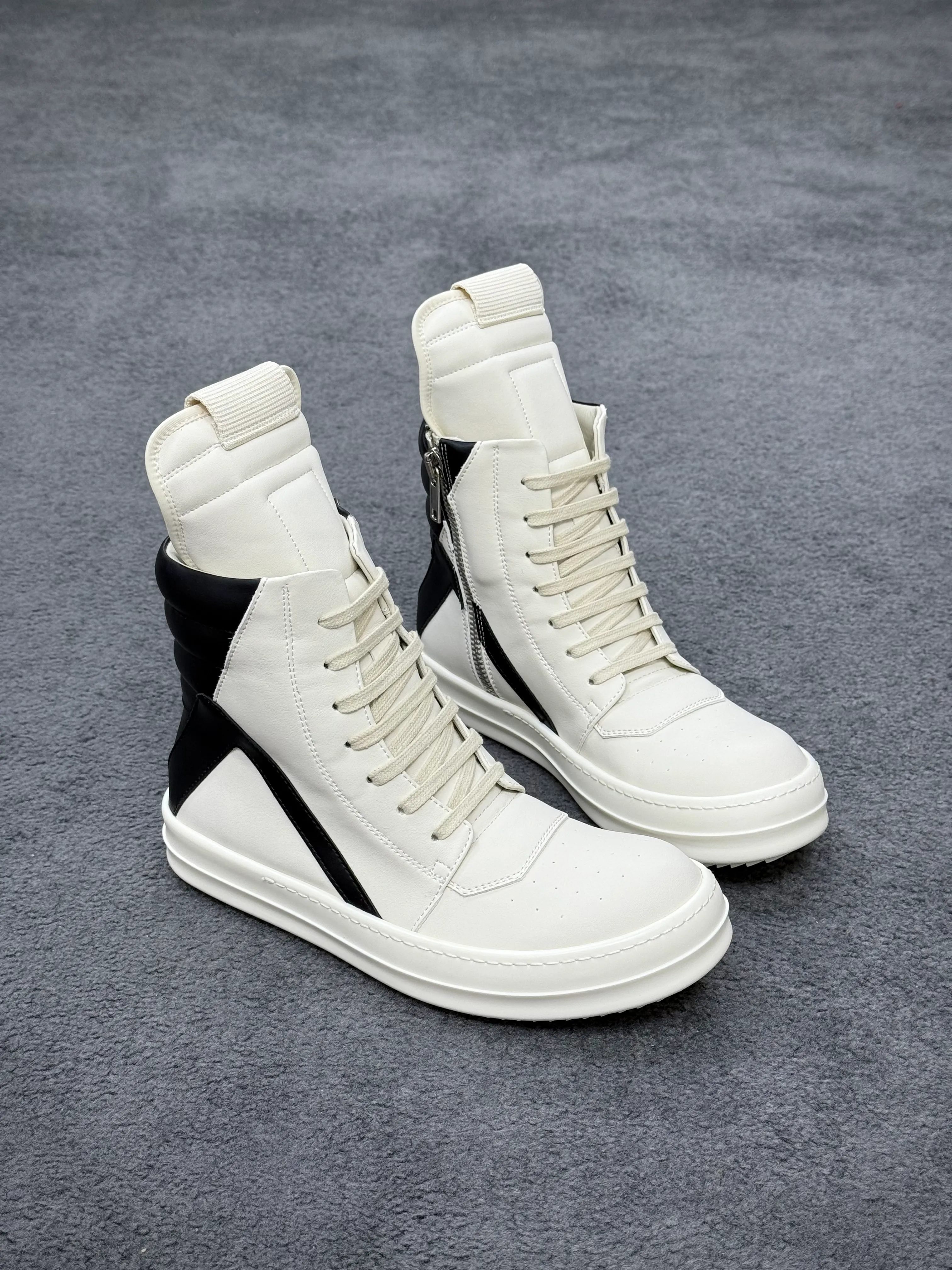 R 0wens “Milk Black” Geobasket Leather High-Top Sneakers