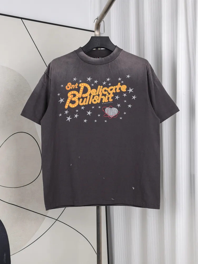 Saint Michael Star Slogan Vintage Wash Cotton T-Shirt