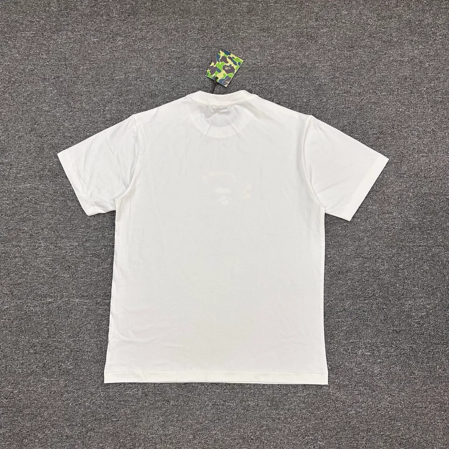 Back of BAPE BLACK Letter Print Crew Neck T-Shirt Color White
