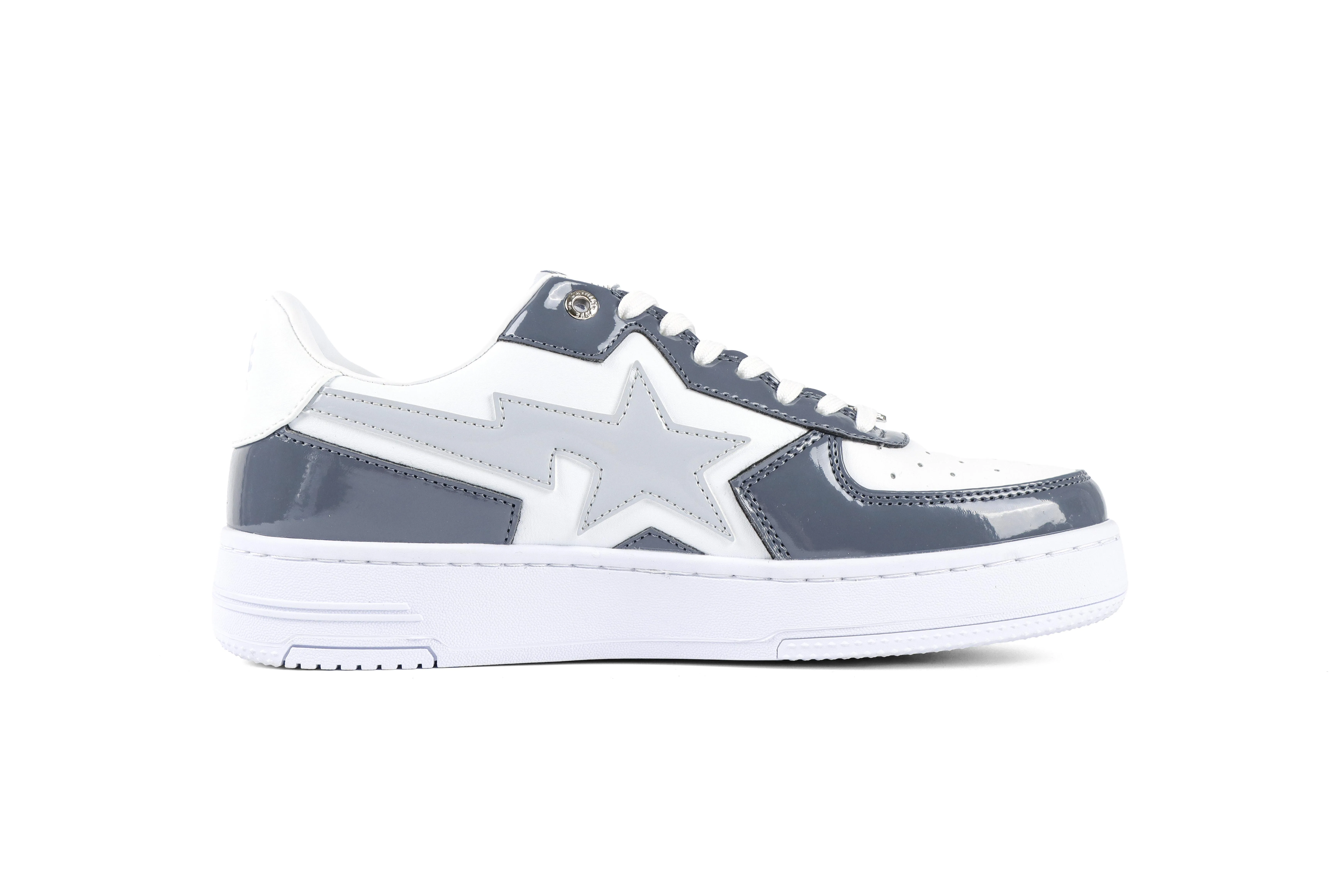 BAPE STA ICON #2 Patent Leather Sneakers Grey Right Side View