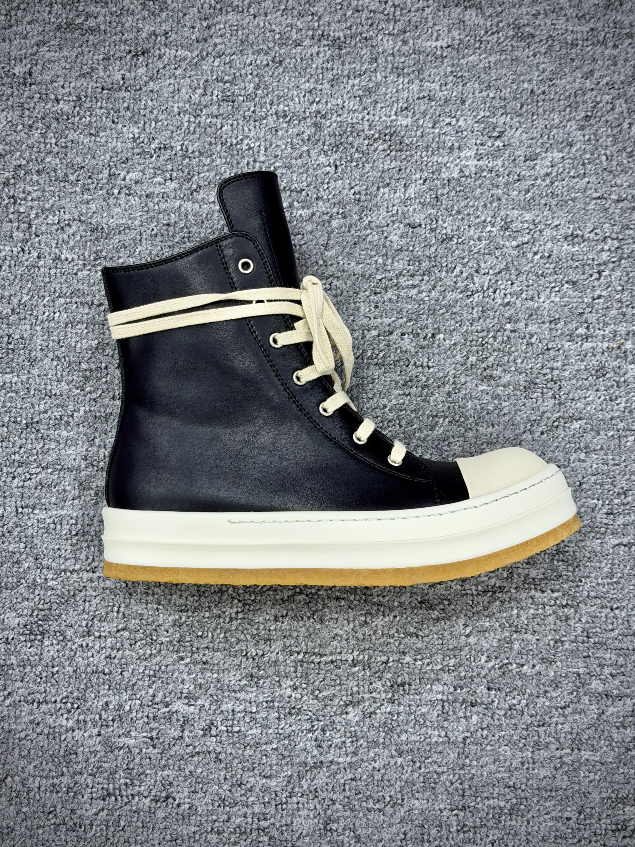R 0wens Hollywood Leather High-Top Sneakers Black Milk Right Side View
