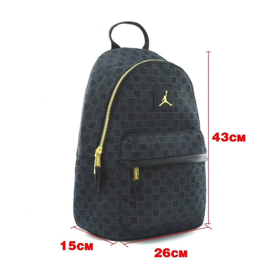 Checkerboard Printed Backpack Black Gold