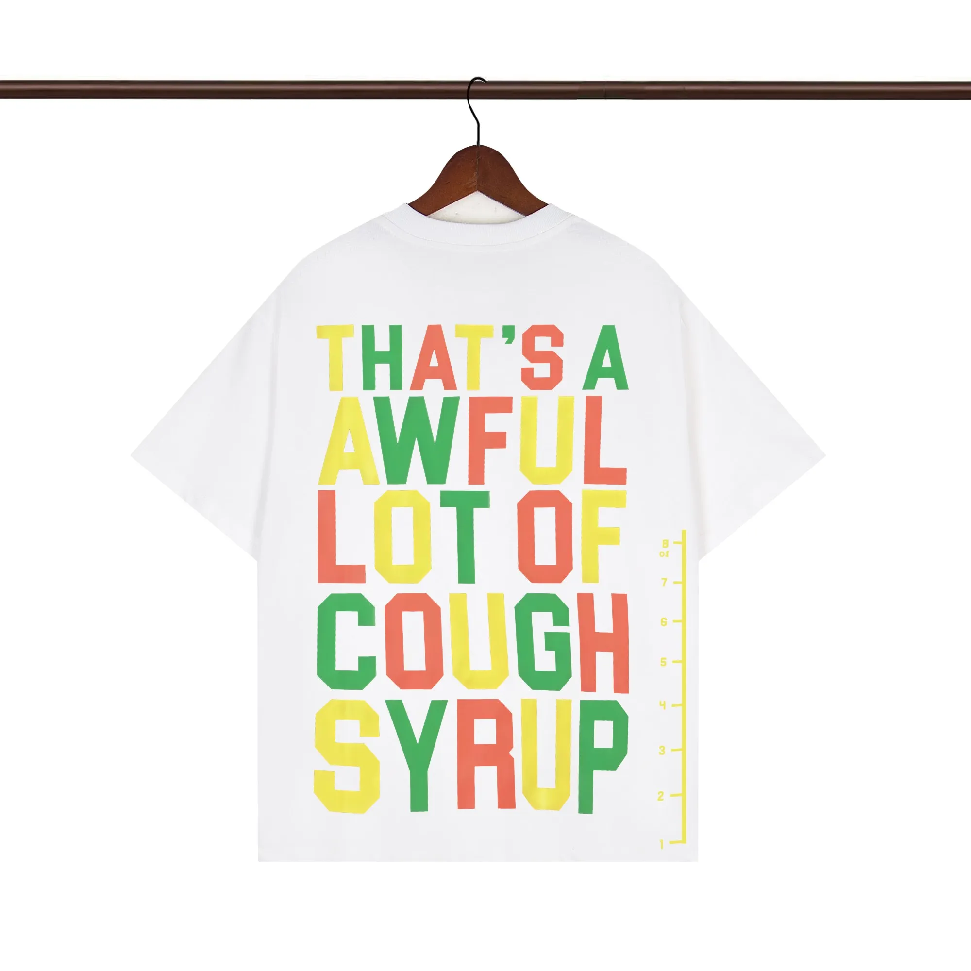 Back of That’s A Awful Lot Of Cough Syrup Measuring Scale Multi-Color Graphic T-Shirt