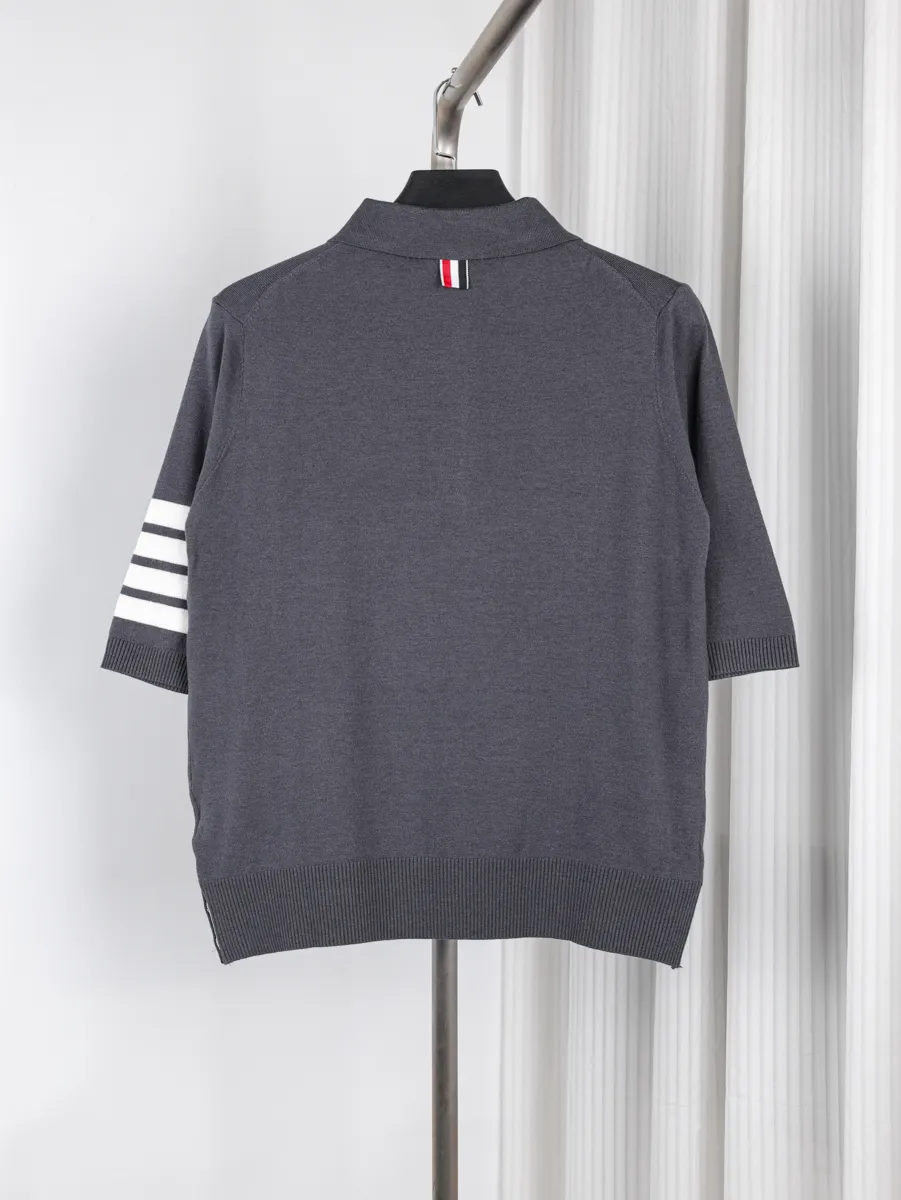 Back TB Four-Stripe Wool Knit Polo T-Shirt