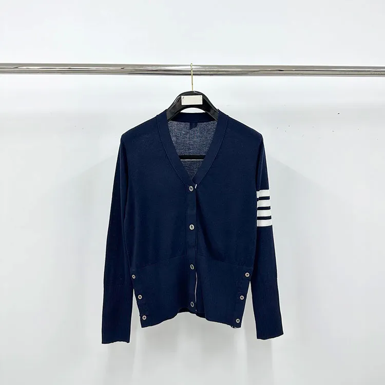 TB Four-Bar Fine Wool Cardigan Sweater