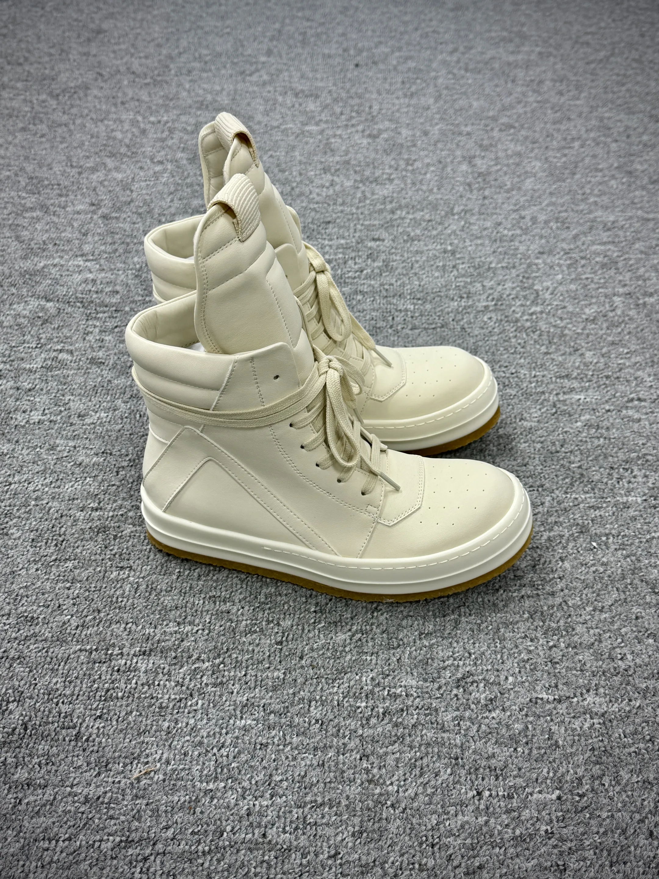 R 0wens “Milk White” Geobasket Leather High-Top Sneakers