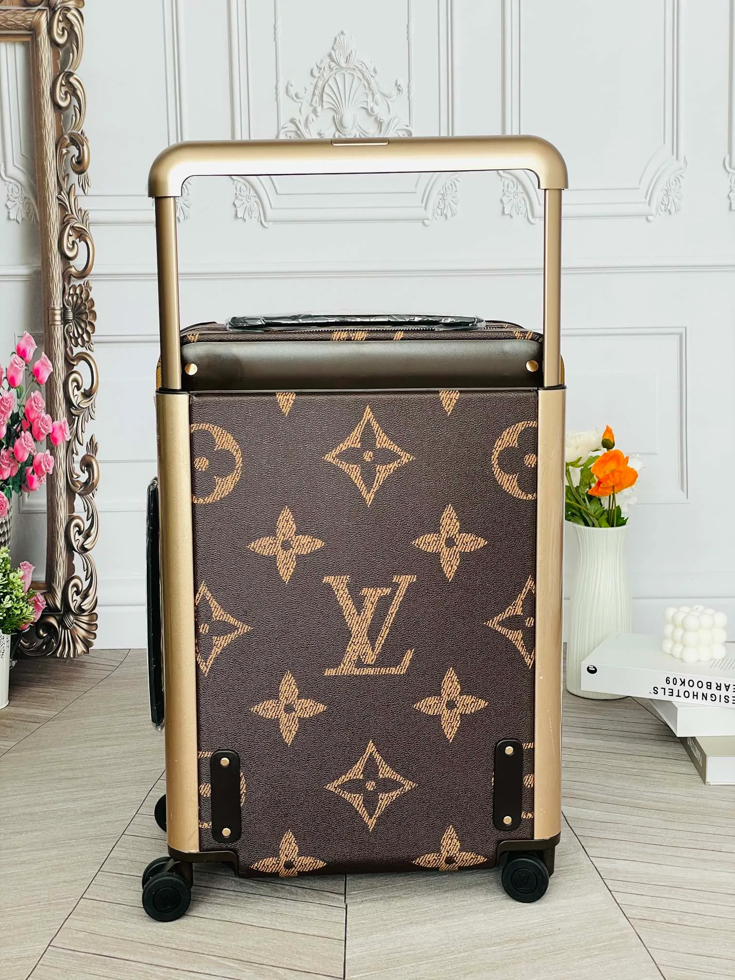 Rear View Of Brown Monogram Suitcase