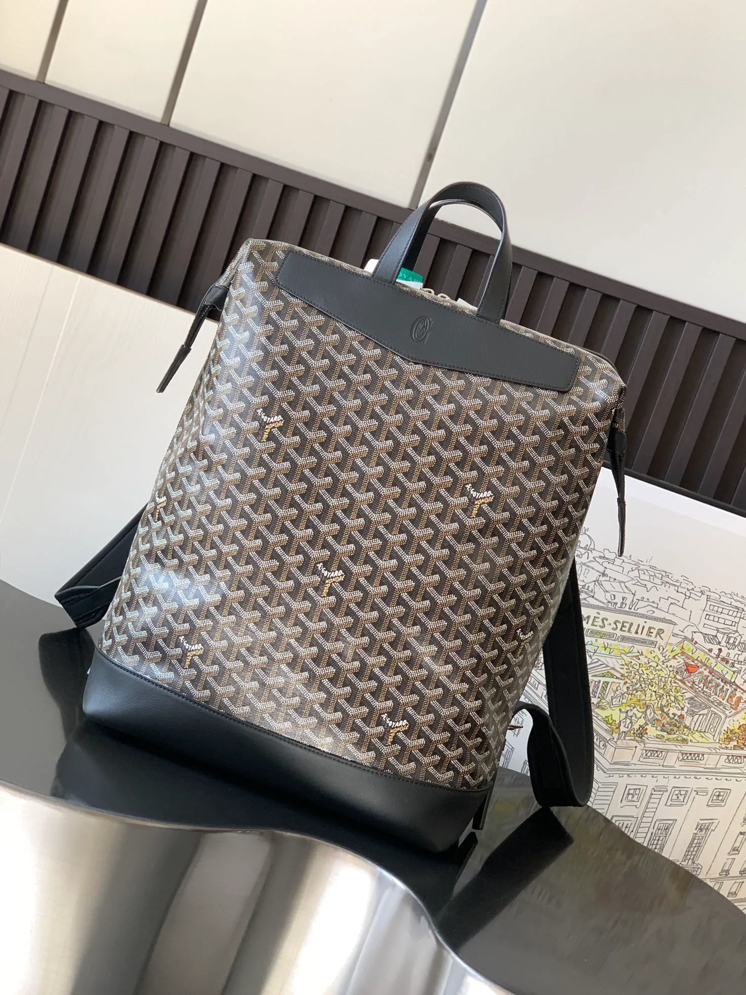 GY CisAlpin Monogram Leather Backpack - Black