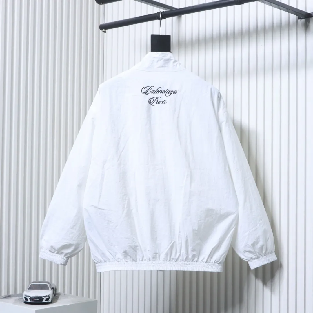 Back of BLCG Cursive Signature Embroidered Tracksuit Jacket Color White