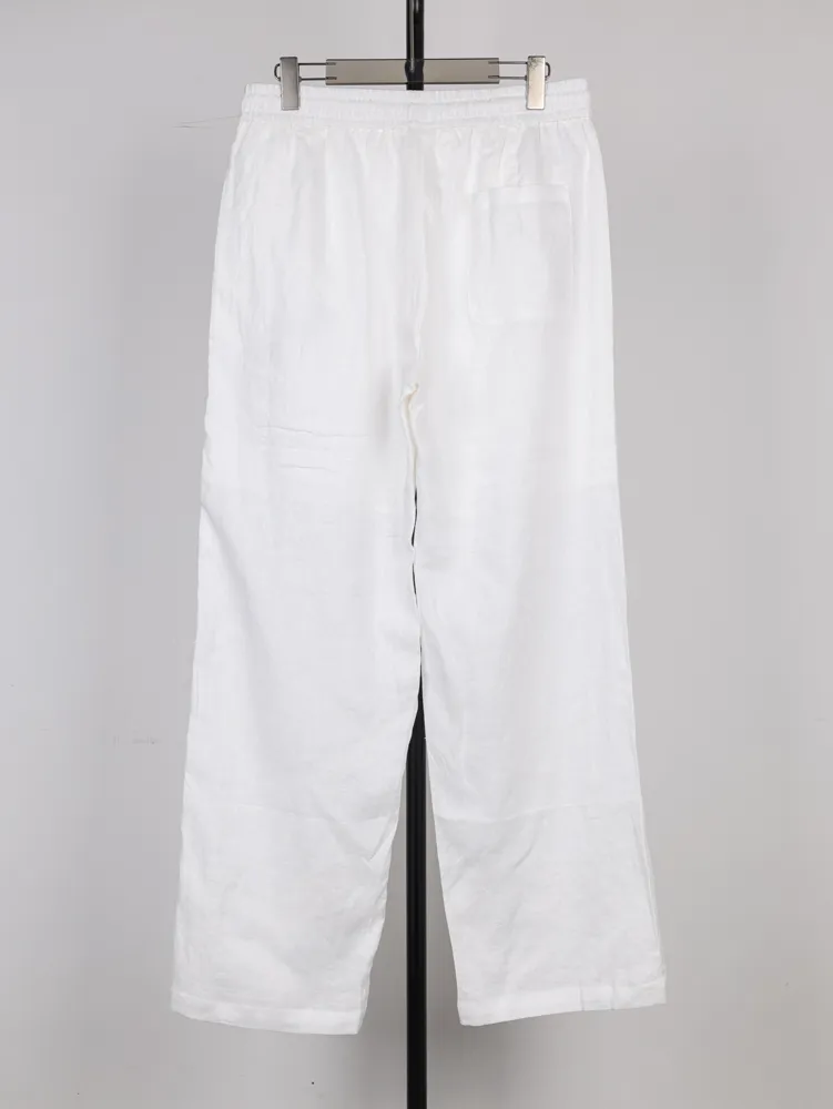 Back LP Linen Drawstring Wide-Leg Trousers