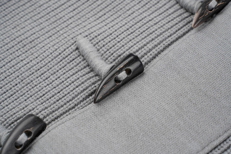 Virgin-wool Half Cardigan Hooded Duffle Jacket