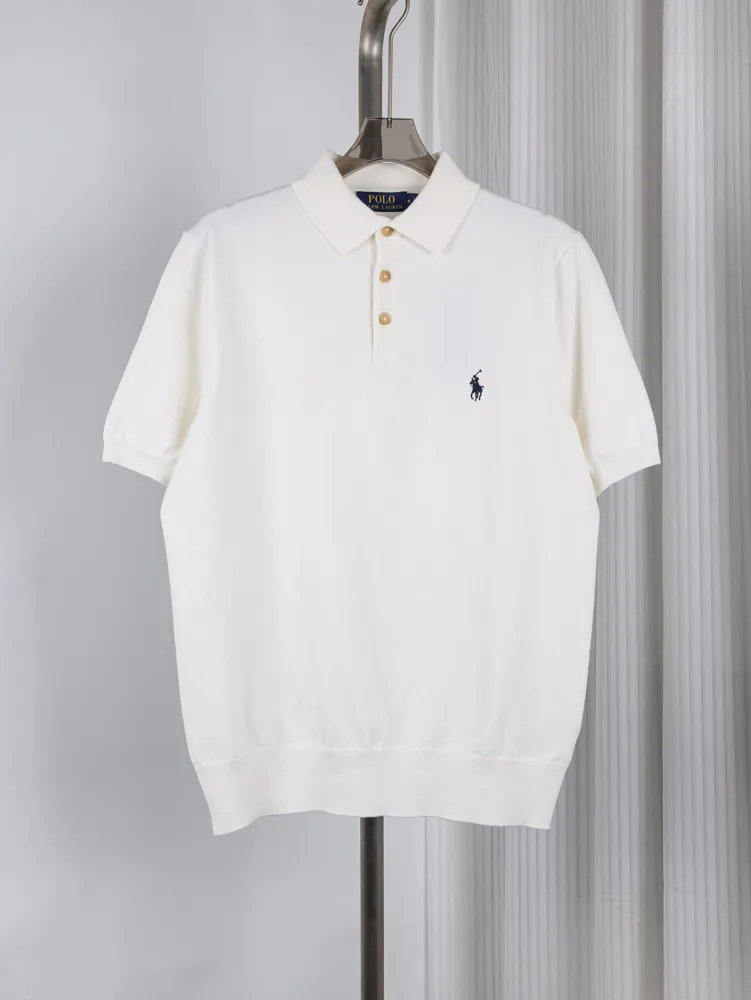 RL Embroidered Knit Cotton Short Sleeve Polo T-Shirt