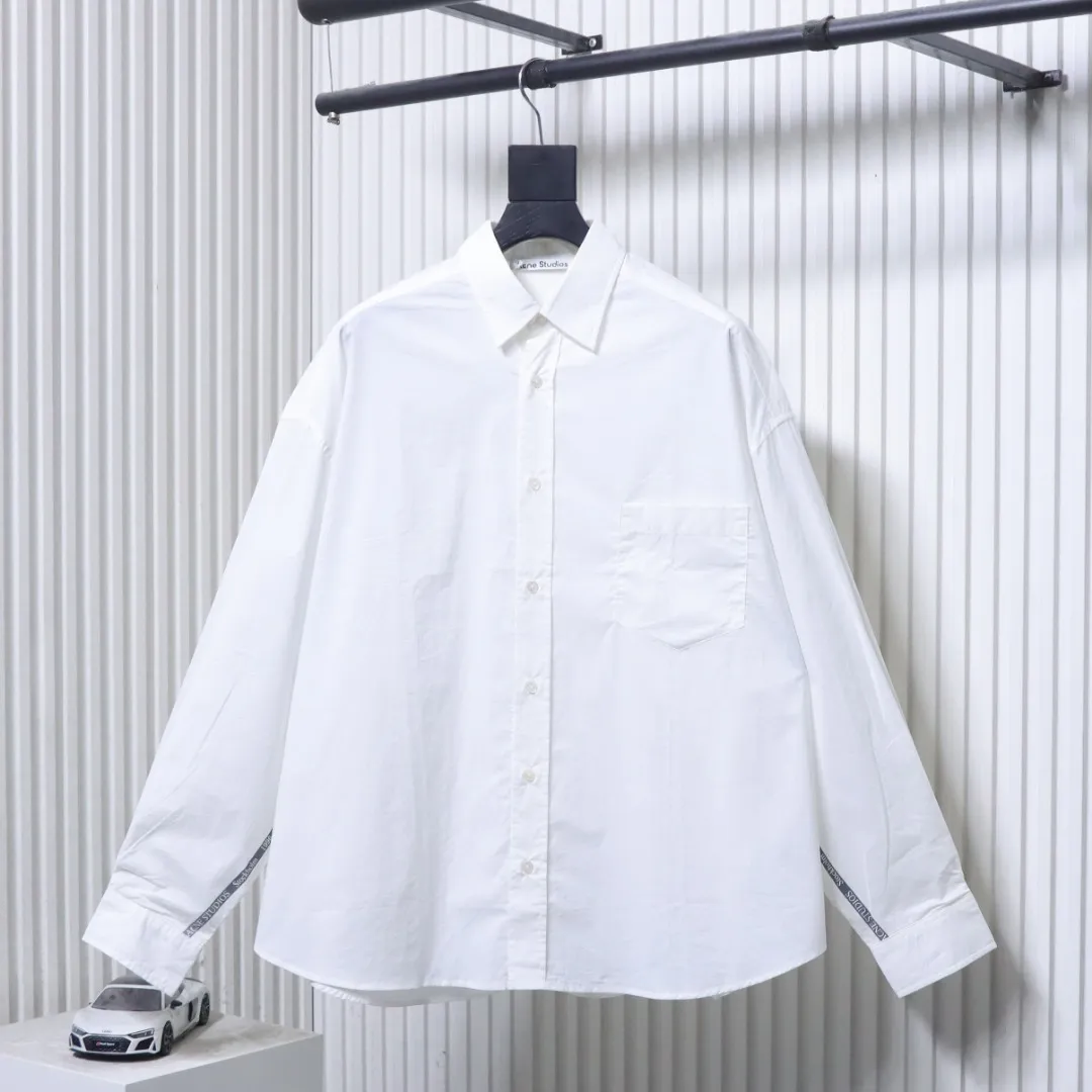 Acne Jacquard Logo Tencel Long Sleeve Shirt