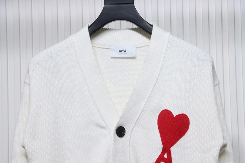 Ami Heart Embroidered Cardigan Sweater
