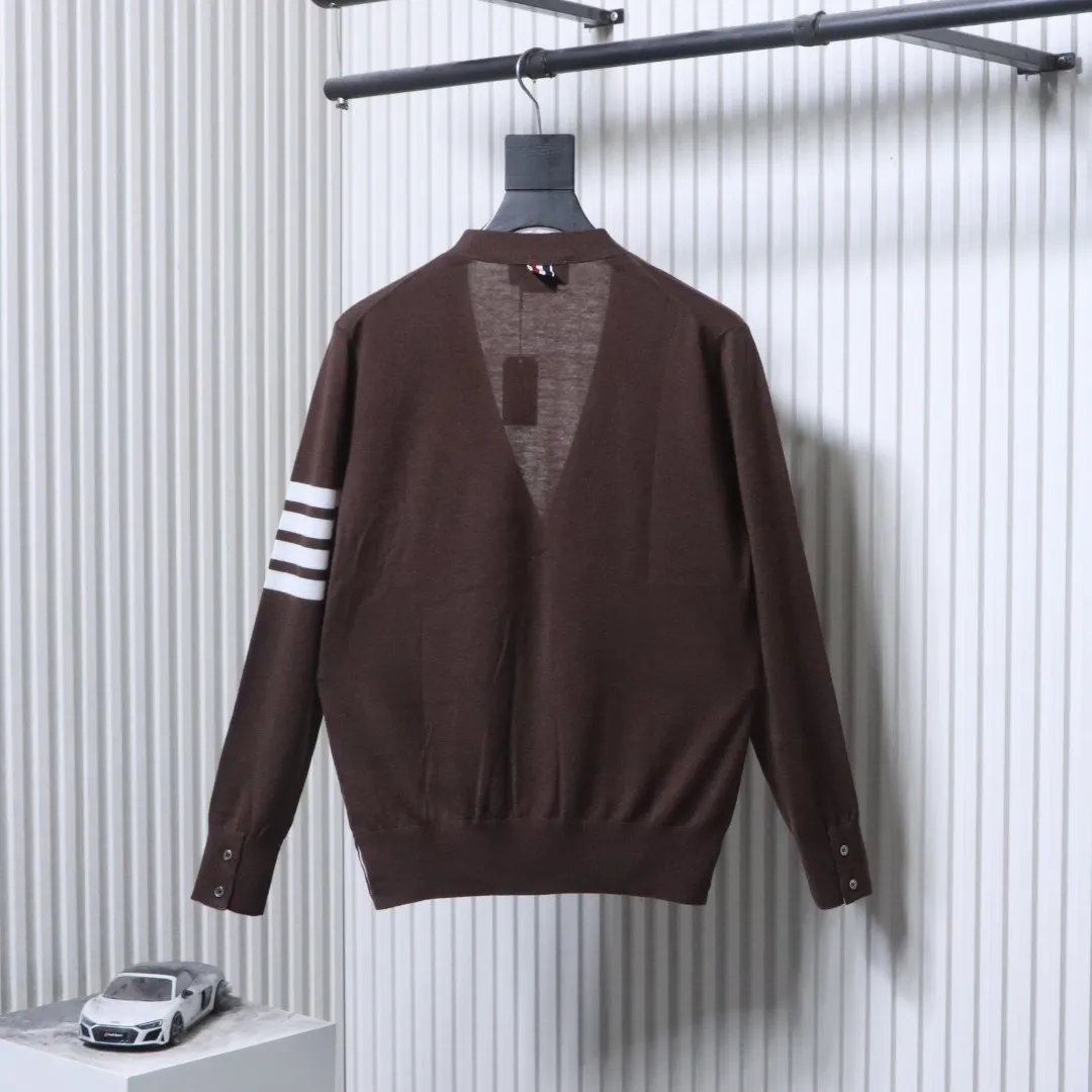 Back TB Superfine Merino Wool Crewneck Cardigan