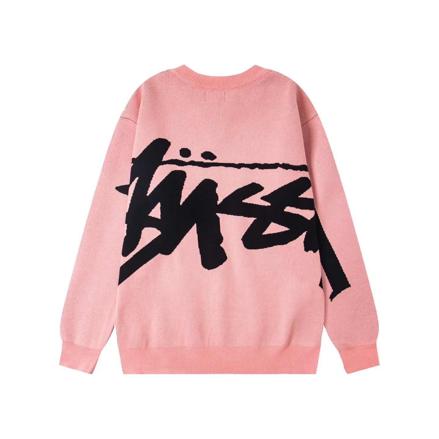 Back Stüssy Oversized Big Logo Hand-Knit Crewneck Sweater