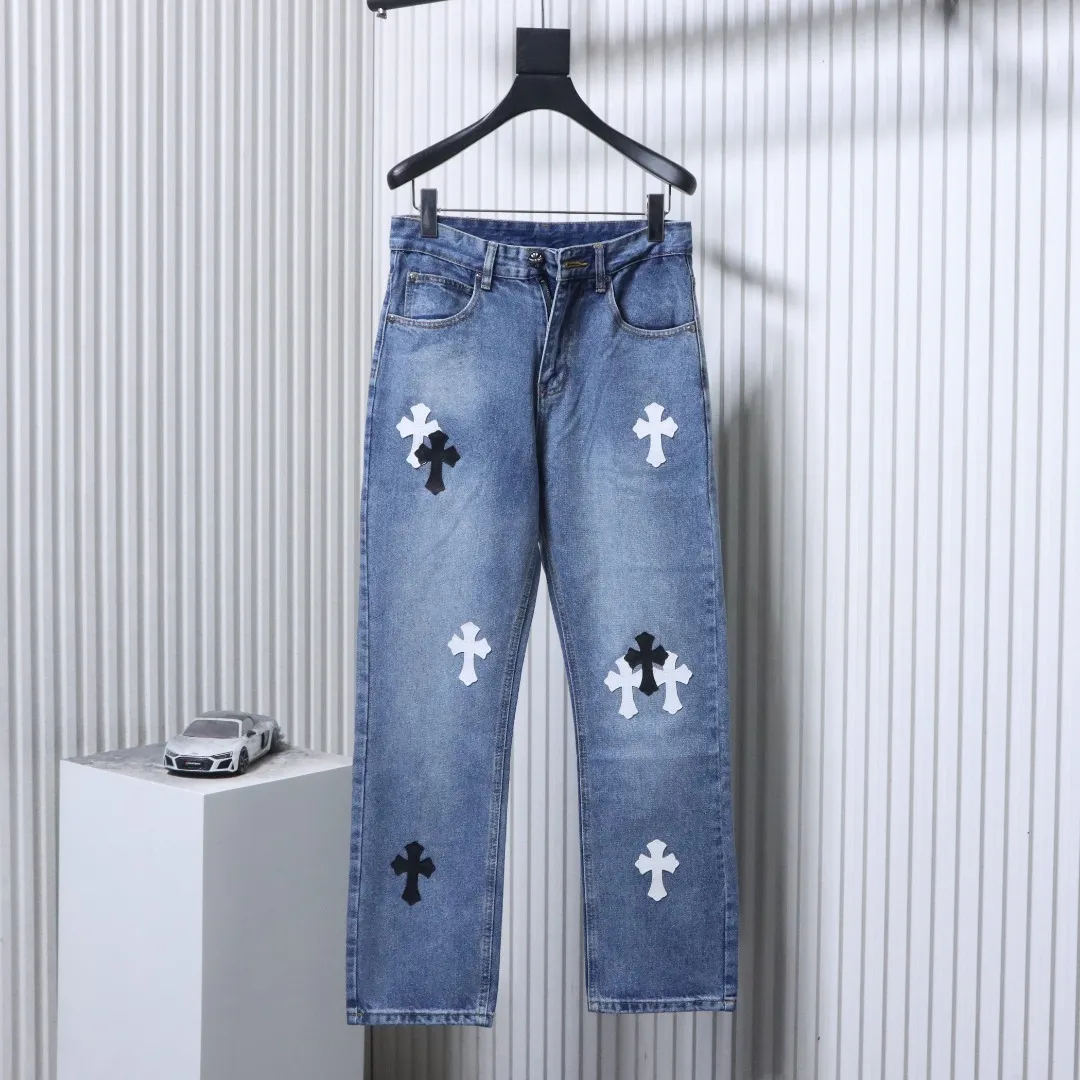CH Sanskrit “Black & White” Cross Patch  Straight-Leg Jeans