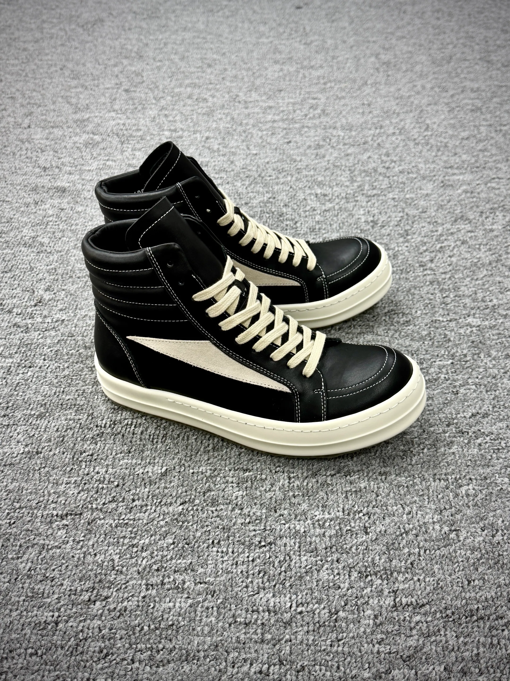 R 0wens Mainline Geobasket Leather High-Top Sneakers “Black/Milk”
