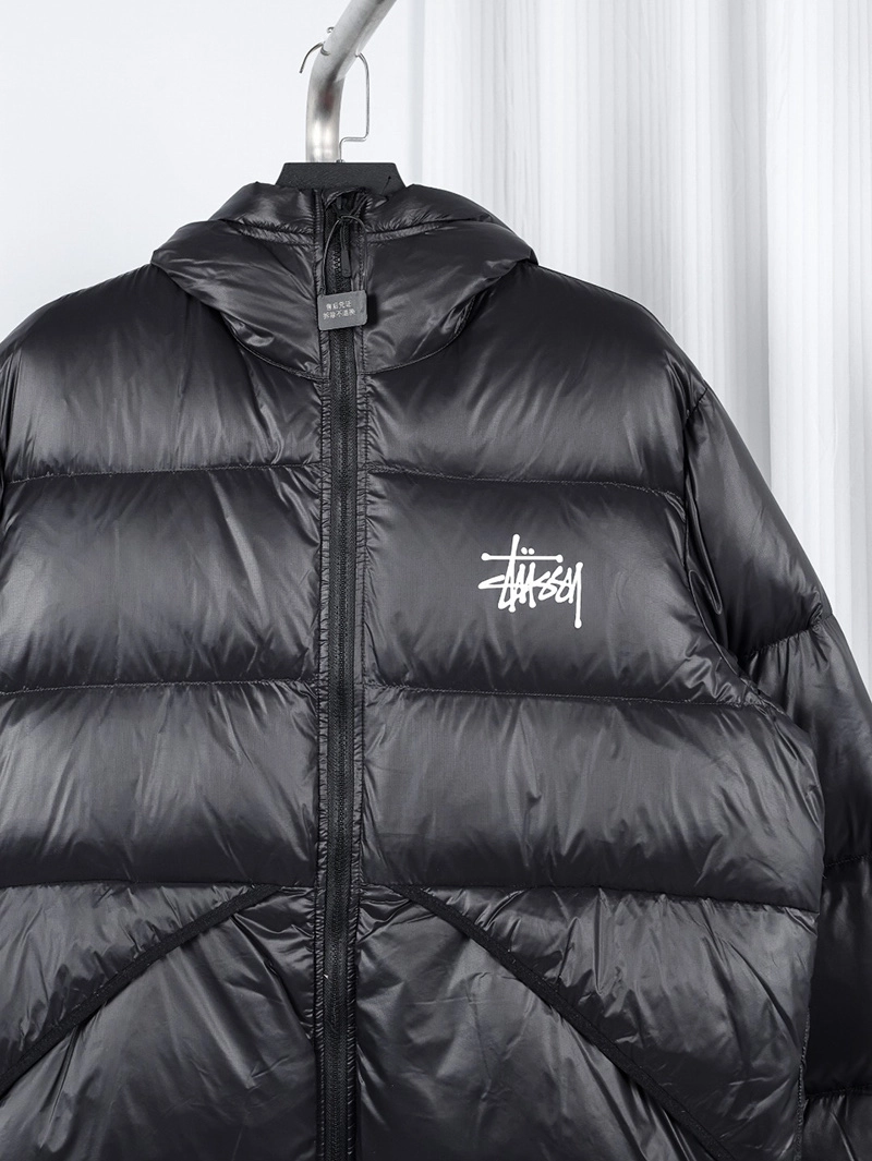 Stussy 22FW Black and Pink Hooded Down Jacket