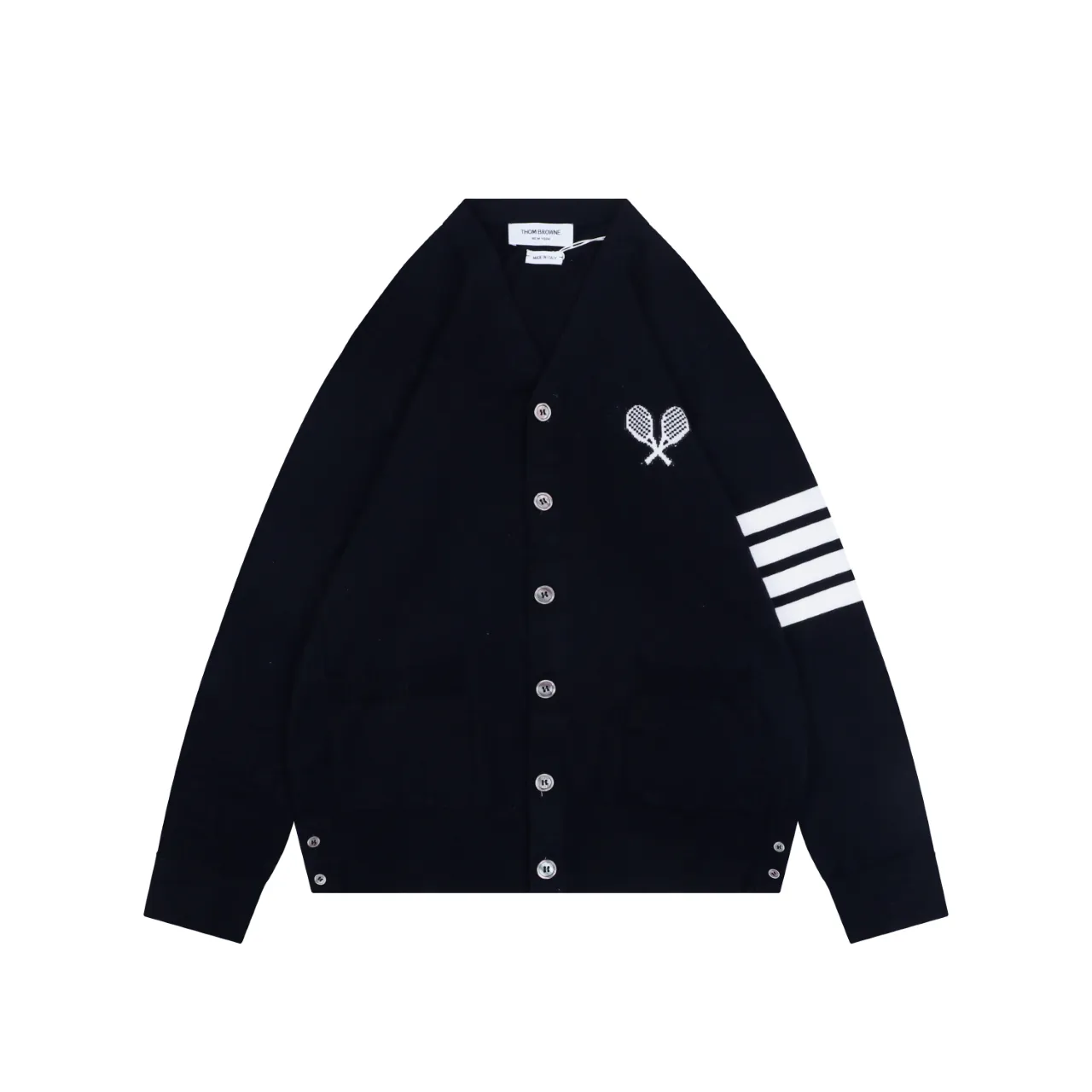 TB Tennis Racket Embroidered Knit Cardigan