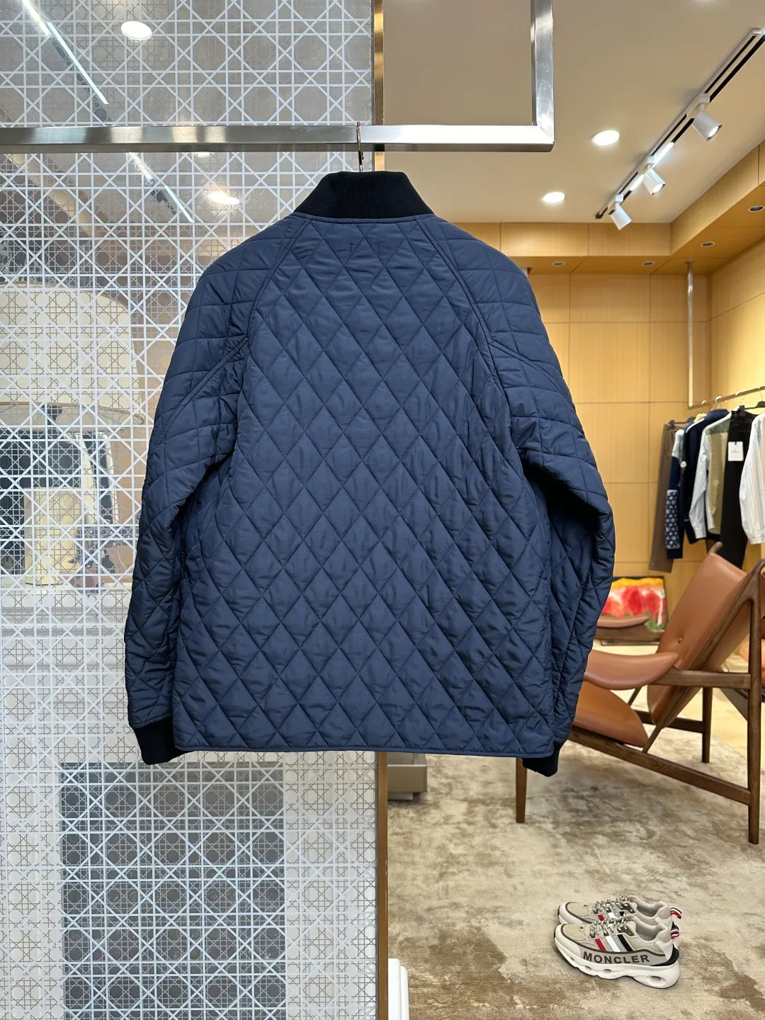 Back View BBR Logo Quilted Baseball Collar Jacket