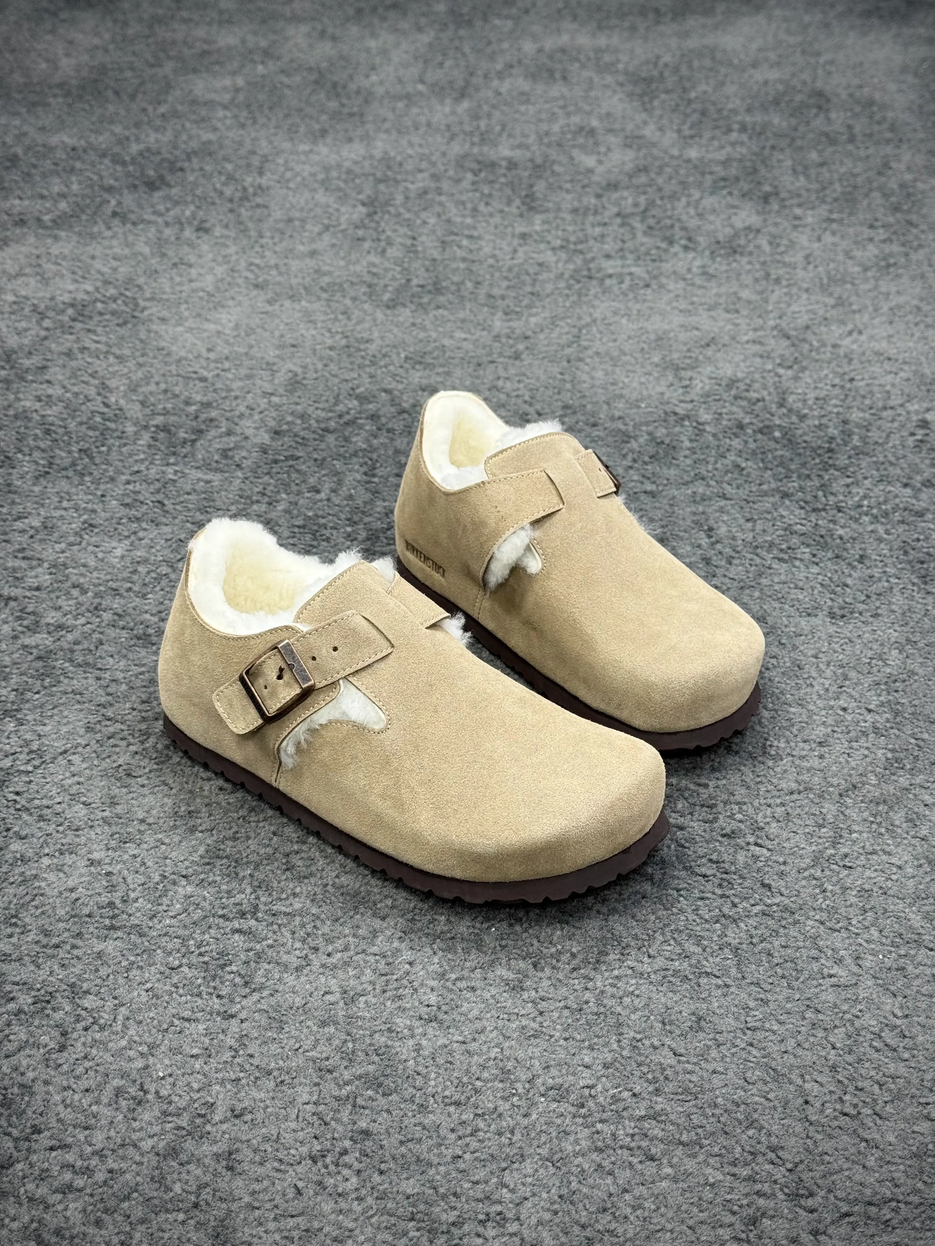 BK Boston “Taupe” London Shearling Clogs