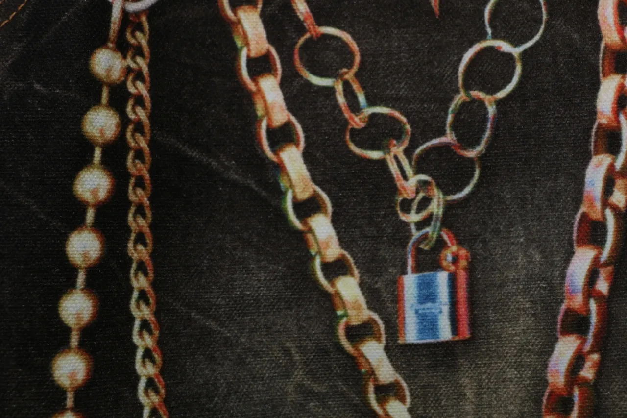 Black gold chain design of jeans