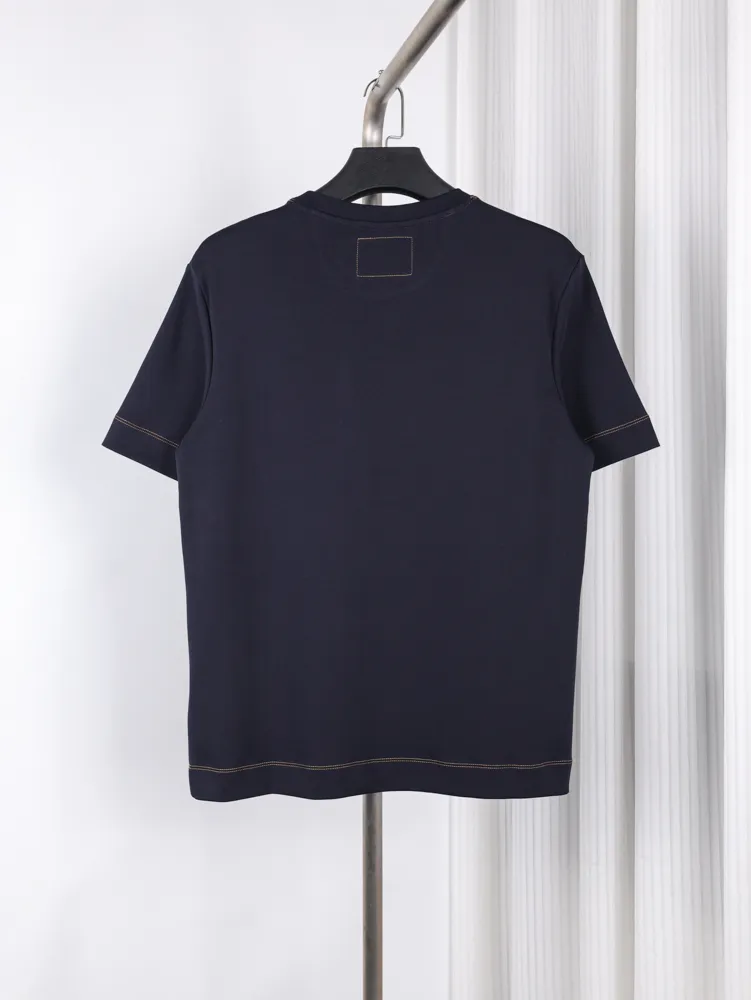 Back Leather Label Pocket Cotton T-Shirt