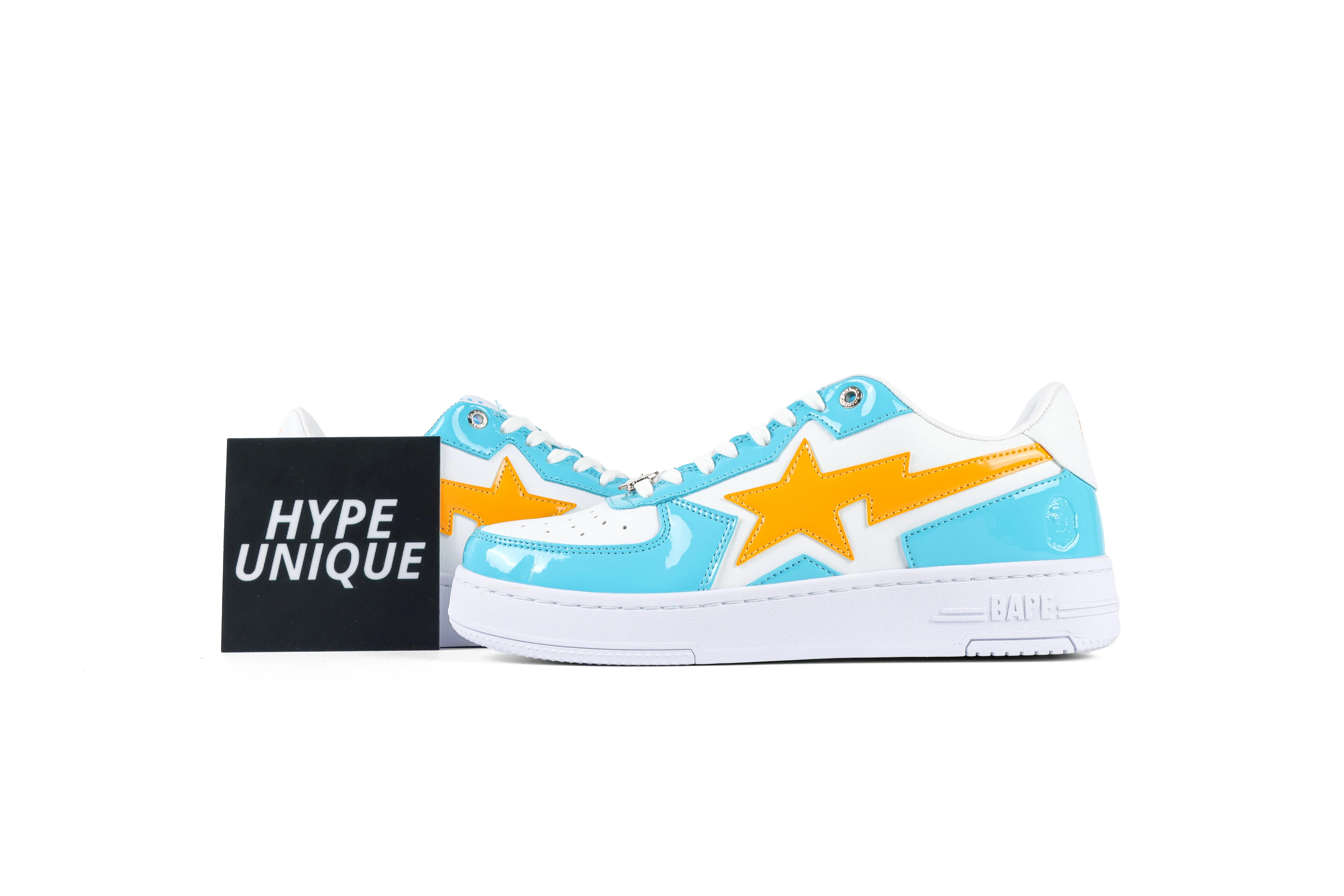 BAPE STA ICON #2 Patent Leather Sneakers “Blue/Orange”