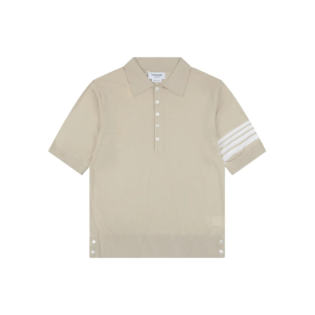 TB Tennis Racket Embroidered 4-Bar Knit Polo T-Shirt Color Khaki