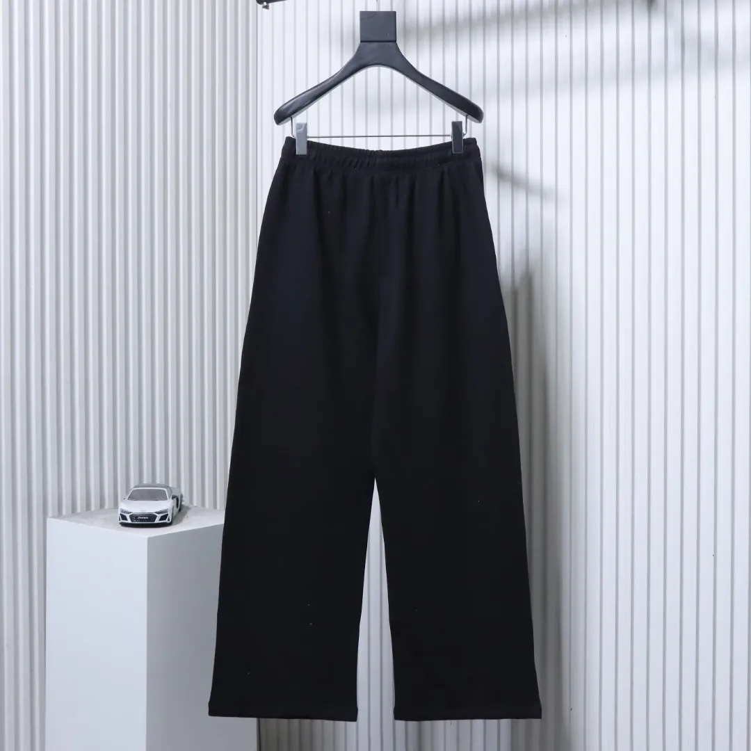 Back of RL Embroidered Logo Casual Wide-Leg Pants Color Black