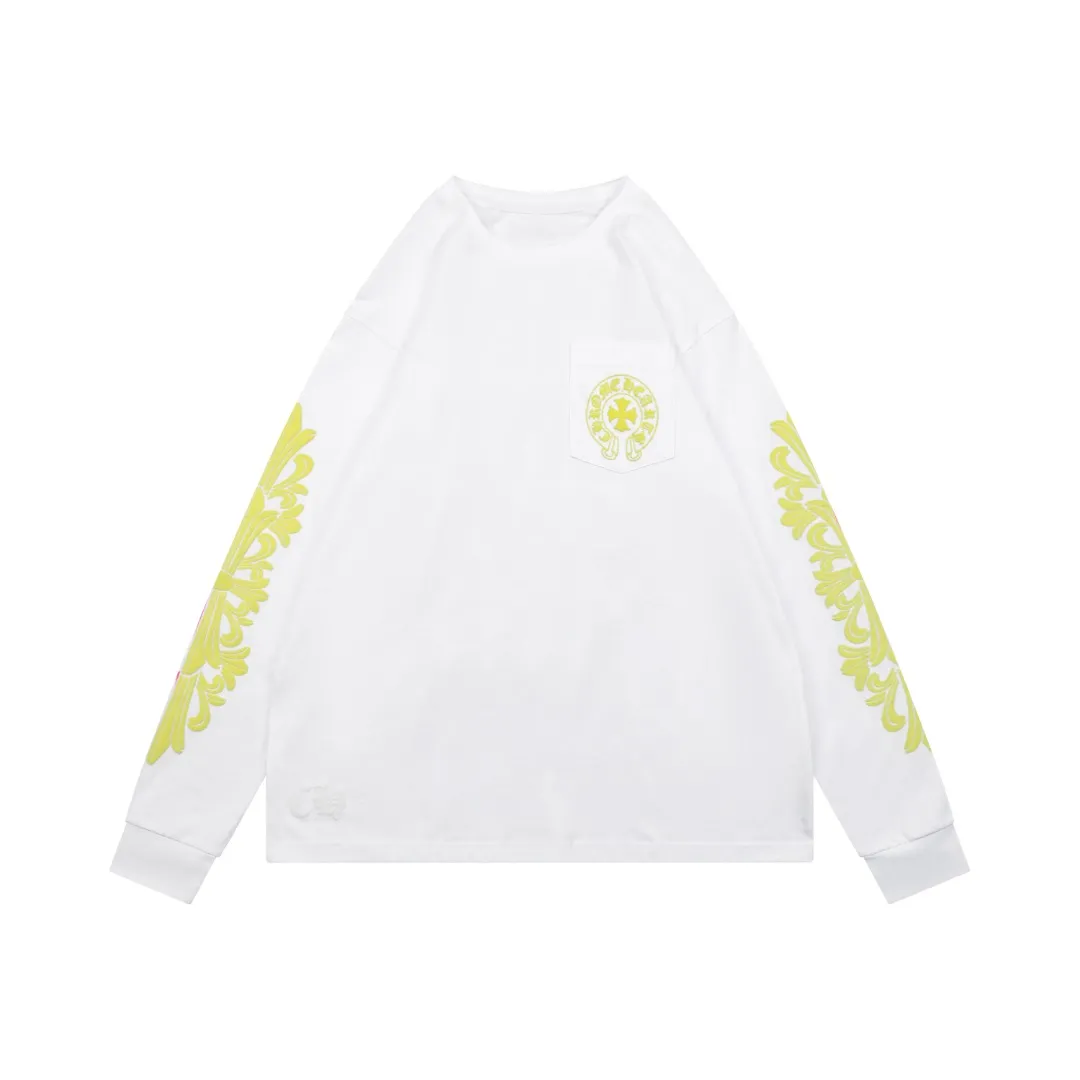 CH Cross Pocket Yellow Gothic Print Long Sleeve Shirt