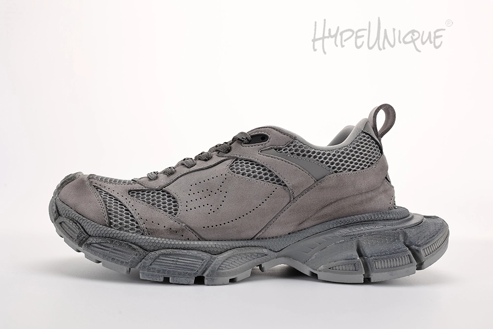 the left side of Balenciaga 3XL Sneakers Gray Suede