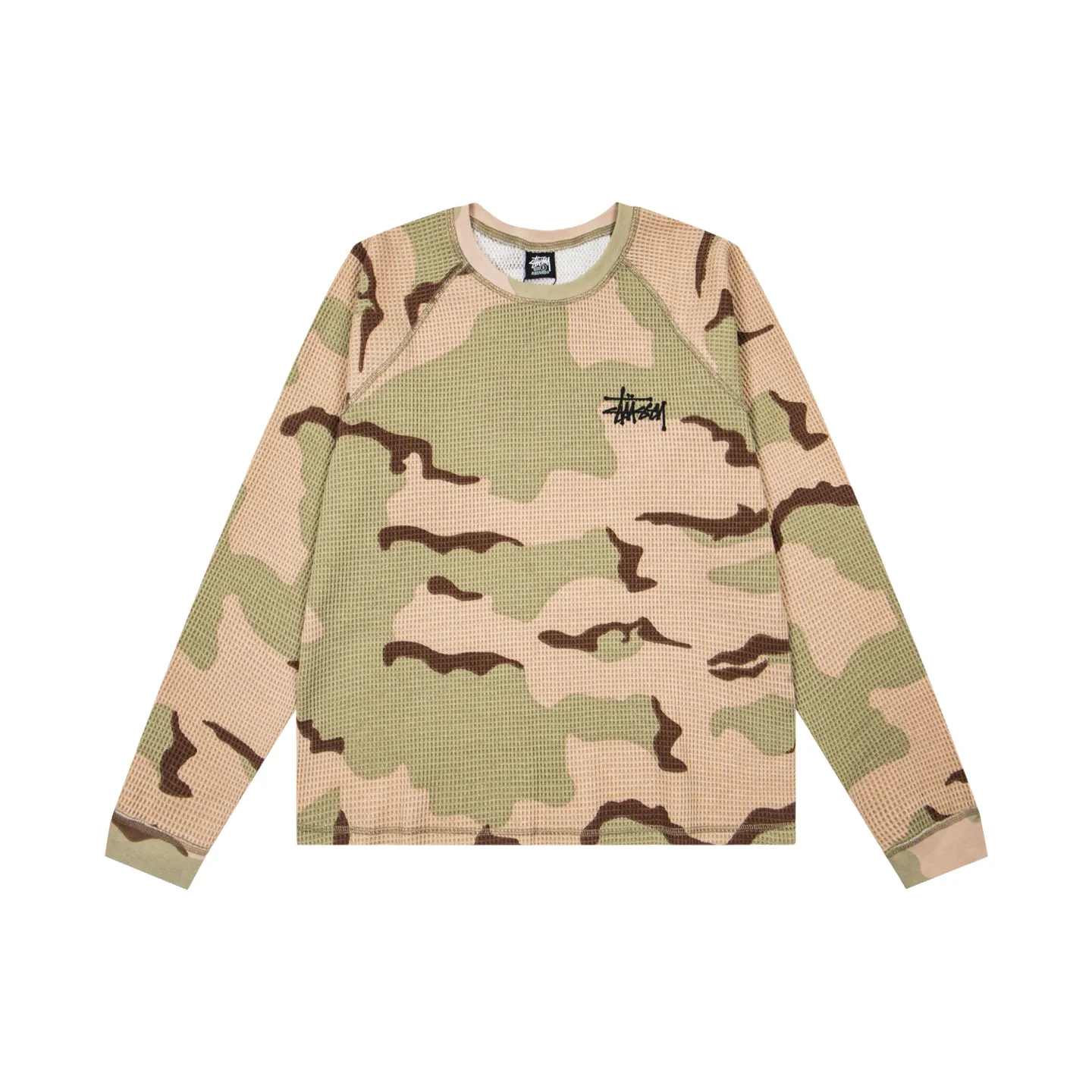 Stussy Fall Logo Camouflage Waffle Knit Raglan Long-Sleeve Shirt