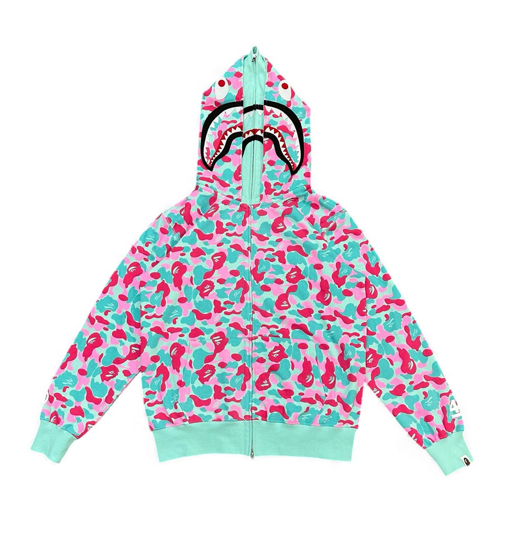 BAPE Store Miami Shark Full Zip Hoodie Pink/Blue